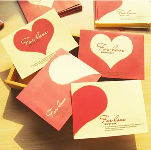 Mini cartes de vœux et enveloppes cœur rouge pour messages d'amour et souhaits, 10 pcs