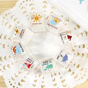 Set di mini timbri in cristallo trasparente con 8 motivi meteo per diario fai da te decoro