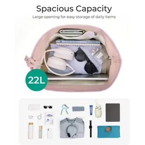 Large capacity canvas tote bag with multi-compartments for daily work casual use