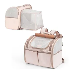 Expandable Pet Backpack Breathable Cat Carrier Dog Travel Bag Portable Mesh Pet Carrier For Small Dogs Cats Outing Hiking