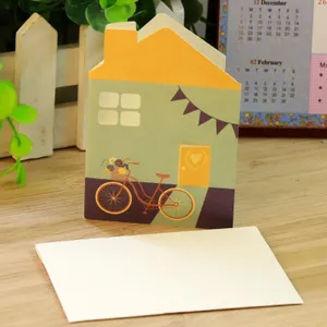 Tarjeta de felicitación creativa casa bonita hueca tarjeta de bendición dulce fiesta