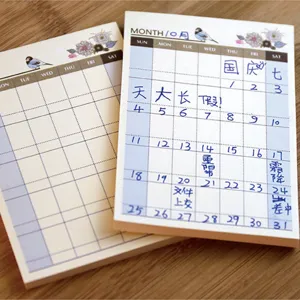 Creative blue bird floral sticky memo pad calendar planner for daily scheduling and office use.