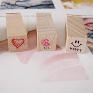 Wooden stamps for journal decoration, cute diary craft rubber stamps set with vintage design.