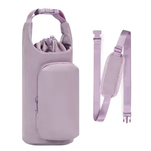 Insulated Water Bottle Bag With Phone Pocket Waterproof Fabric Crossbody Water Bottle Pouch Holder For Women Travel Outdoor