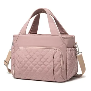Insulated Lunch Bag For Women Quilted Waterproof Lunch Tote Portable Thermal Cooler Bag For Work Office Outdoor