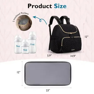Mini sac à dos à langer pour maman avec matelas et biberons, sac de voyage élégant et pratique.