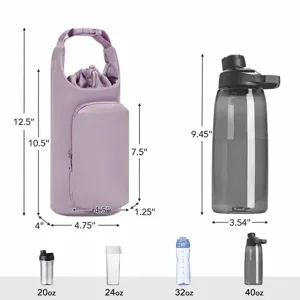 Insulated water bottle carrier bag with phone pocket and adjustable strap for women outdoor.