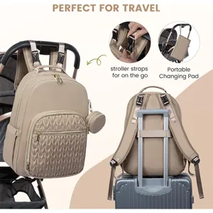 Waterproof diaper bag backpack for travel, multi-functional mummy bag with changing pad.