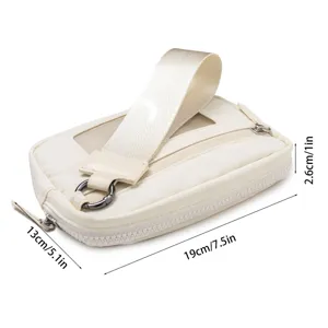 Women nylon quilted wristlet wallet with 3 zippers and card slot, compact travel size.