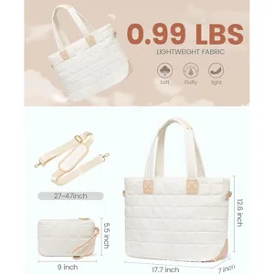 Borsa tote trapuntata leggera con pochette abbinata e tracolla regolabile per lavoro e uso quotidiano.
