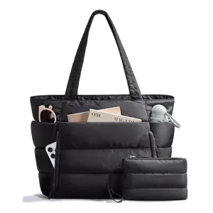Large Capacity Women Tote Bag Multi Compartment Travel Work Laptop Bag Lightweight Fluffy Handbag Casual Shoulder Bag
