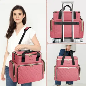 Large capacity nail polish organizer travel makeup bag multi-layer portable cosmetic case.