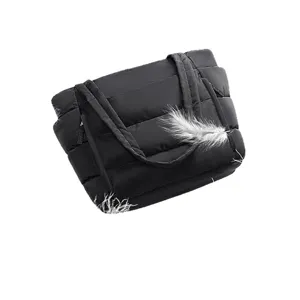 Large capacity women puffer tote bag lightweight quilted shoulder handbag for travel and work