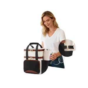 Grande borsa termica porta pranzo a doppio scomparto, borsa frigo portatile per picnic.