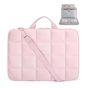 Bolso Acolchado para Portátil Maletín Impermeable de Nylon con Asa y Correa para Oficina