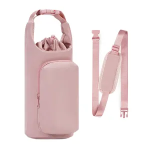 Portable Waterproof Insulated Water Bottle Bag With Adjustable Strap And Pouch For Outdoor Travel Tumbler Cup Sleeve Carrier