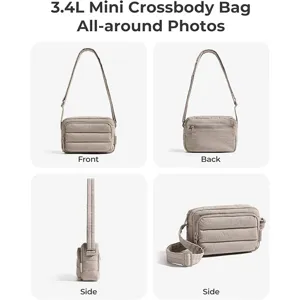 3.4L mini crossbody bag puffer shoulder bag stylish casual handbag for women daily wear
