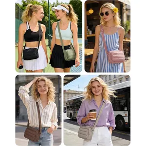 Women puffer crossbody bag quilted lightweight shoulder bag casual daily handbag with strap