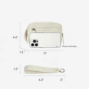 Women nylon quilted wristlet wallet small zipper pouch card holder travel purse size chart