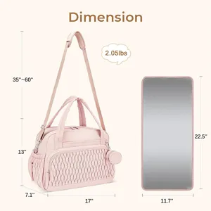 Pink diaper bag multi-functional travel maternity bag with changing pad and pacifier case.