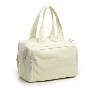 Grande Trousse de Toilette Matelassée Trousse de Maquillage de Voyage Pochette de Rangement Large Ouverte Sac Organizer de Maquillage