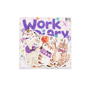 Cute cat sticker pack detailed view, 15 pieces of decorative party cat stickers for journal.