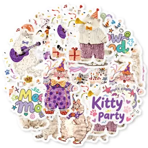 Cute Cartoon Cat Stickers Waterproof PVC Decals For Student Scrapbooking Diary Phone Case Tablet Decoration