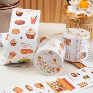 Cafe bakery themed washi tape set for journaling collage, decorative DIY adhesive masking tape.