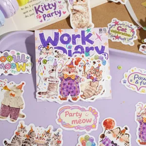 Cute cat stickers decorative waterproof cartoon stickers for journal planner scrapbooking phone case