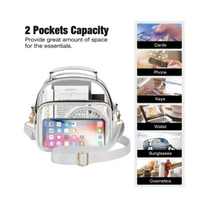 Borsa a Tracolla Trasparente in PVC Borsa a Mano Chiara con 2 Tasche Grande Capacità