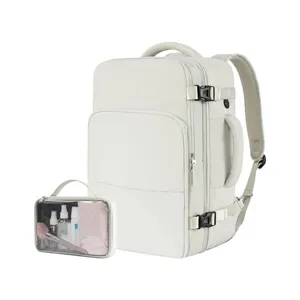 Zaino porta pc da viaggio con borsa cosmetica trasparente, zainetto 16 pollici uomo e donna