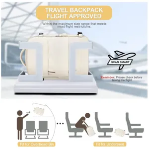 Beige Reiserucksack, flugtauglicher großer Rucksack mit Doppelreißverschluss für Reisen.