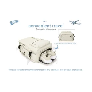 Large capacity travel backpack with separate shoe compartment and bottom ventilation for gym trips.