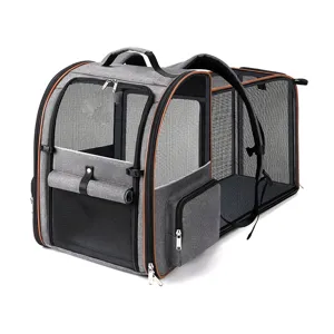 Expandable Pet Cat Dog Backpack Portable Breathable Mesh Travel Puppy Carrier Bag For Outdoor Walking Pet Supplies