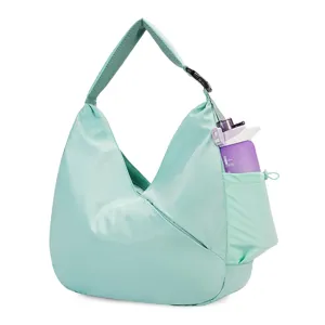 Elegante mintgrüne Hobo Umhängetasche für Damen, lässige Handtasche mit seitlicher Flaschentasche.