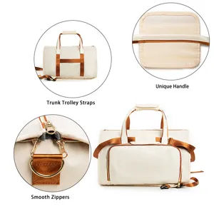 Wandelbare Kleider-Reisetasche mit Trolleygurt und glatten Reißverschlüssen für Reisen.
