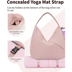 Rosa Yogatasche mit verdecktem Bodenriemen für Matte, perfekte Fitnesstasche für Damen.