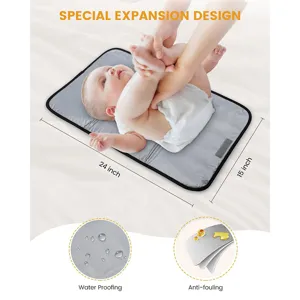 Portable waterproof baby changing pad with expansion design, easy clean anti fouling surface.