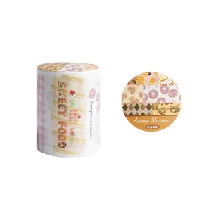 Cute dessert theme washi tape roll with pattern detail sticker for DIY journaling and scrapbooking.