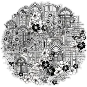 Vintage Line Art Window Butterfly Stickers Black White Border Material For Student Handaccount DIY Guka Decorative Crafts