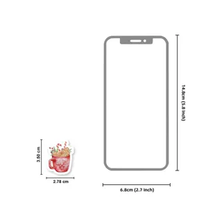 Guida alle dimensioni dell'adesivo PVC tazza di Natale con confronto di smartphone