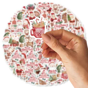 Set di adesivi impermeabili per graffiti in PVC di Natale per la decorazione della valigia