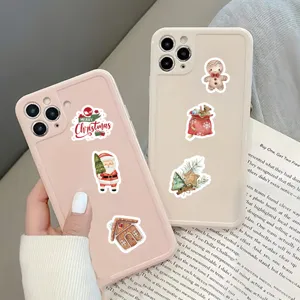 Adesivi natalizi decorativi simpatici adesivi impermeabili in PVC per custodia del telefono