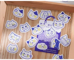 Cute cat expression stickers set, aesthetic stationery decoration for planner, journal and DIY crafts.