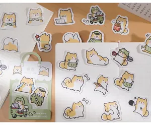 Cute cartoon shiba inu dog stickers for planner diary scrapbooking DIY journaling decoration.
