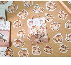 Cute cartoon squirrel stickers for journal DIY diary decoration, 6 assorted styles.