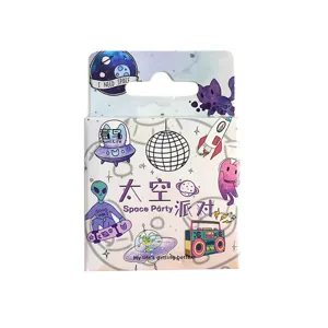 Autocollants décoratifs de fête spatiale dessin animé boîte 46pcs pour album téléphone