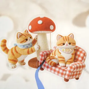 Détail d'autocollant de chat orange potelé mignon, style feutre autocollant déco pour agenda