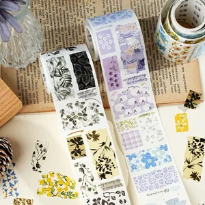 Details of vintage botanical and animal washi tape for journaling, scrapbooking and DIY crafts.