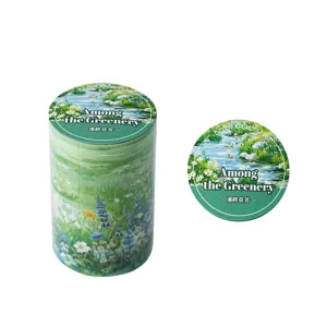 Nastro decorativo paesaggio natura fiori adesivo DIY diario fiume verde rotolo